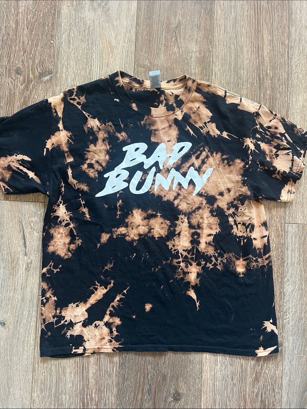 Unisex Bad Bunny brown/black Tie Dye shirt size Large. Quality cotton. GUC